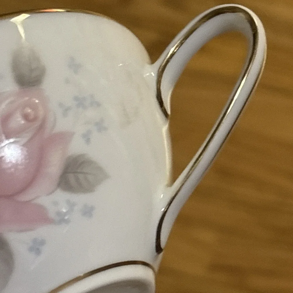 Noritake Roseville 6238 Tea Cups Set of 2 Pink Rose Gold Trim Japan Fine China
